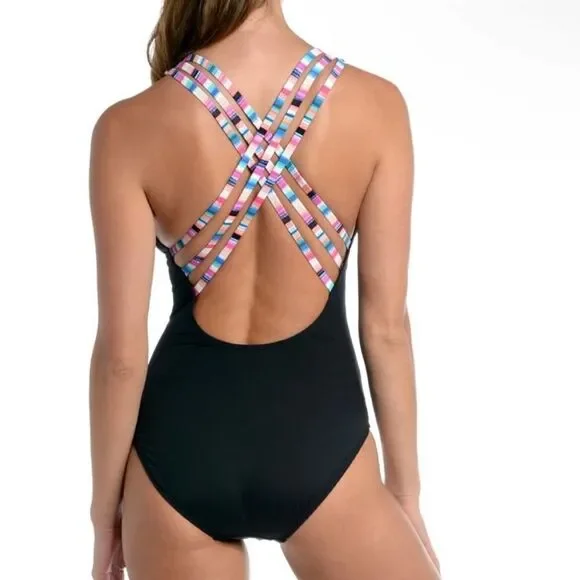 La Blanca Catalina Coast Multi-Strap Cross-Back One Piece Size 6 NEW - Picture 2 of 6